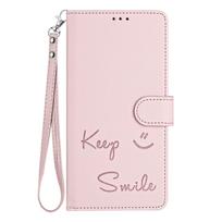 Leather Wallet Flip Case For Motorola Moto G53 G13 G23 G72 G32 G22 G200 G31 G41 G51 G10 G20 G30 Power 4G 5G Keep Smile Embossed Design Motorola Moto G10 Power