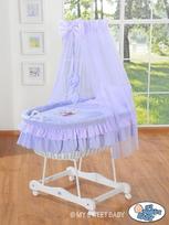 Moses Basket With Canopy - Teddy Bear With Bow, Purple
