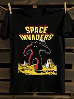 Retro 80s Arcade Space Invaders Video Game Tshirt L black