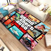 Grand Theft Auto GTA žaidimo kilimas, kilimėlis namų svetainei, miegamajam, sofai, prie durų dekoras, vaikų žaidimų neslystantis grindų kilimėlis 70x100cm(27x39im) black