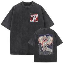 2026 Žaidimas Monster Hunter White Fatalis Vintažiniai skalbti marškinėliai Vyrams Moterims Laisvalaikio Per dydį Aukštos kokybės medvilniniai marškinėliai Streetwear 2XL įvairiaspalvis