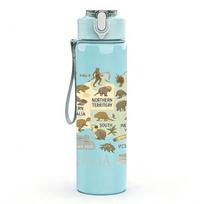 1PC Australia Vintage Map Texture 750ml Color Plastic Sports Water Bottle Leakproof Flip Straw Lid For Sports Office Home Use tamsiai mėlyna