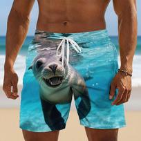 Screaming Donkey Personality Board Shorts For Men's Clothes Summer Sea Beach Casual Quick Dry Short Humour Funny 3D Print Short 5XL blue