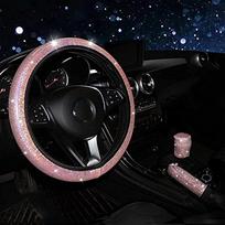 Automobilio vairo užvalkalas Elastingas rankenos užvalkalas spalvingas bronzinis Universalus 37/38cm Deimantinis BlingBling vairo priedai black