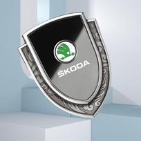Automobilio Lipdukai 3D Metaliniai Aksesuarai Skoda VRS Octavia 1 2 3 Rapid Kodiaq Karoq Fabia Kamiq Automobilio Aksesuaras black