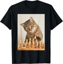 Cat Chess T-Shirt M beige