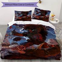 DOOM The Dark Ages Pattern Bedding,Quilt Set Quilt Cover Pillowcase Home Birthday Gift(1 * duvet cover + 2 * pillowcase, without core)_lx 135x200cm red