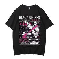 Black Stones Nana Osaki Anime T‑Shirt Y2K Pastel Kawaii 2000s Cotton Unisex Oversized Short Sleeve Streetwear Fashion Tees 150 black