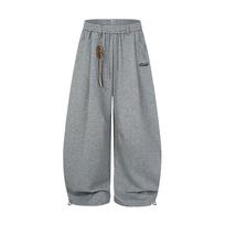 DRIPX Streetwear Wide Leg Baggy Sweatpants Men Y2K Vintage Loose Curved-leg Pants Casual Sports Straight Hip Hop L gray