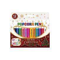 Christmas Popcorn Pens 12 Pack, 3D Puffy Paint Pens for Holiday Craft, Multi Color Easy Operation Creative Art Pens, DIY Stationery default beige