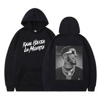 Anuel AA Real Hasta La Muerte Double Sided Printed Hoodie Men Women's Hip-hop Gothic Punk Harajuk Long-sleeved Casual Pullover 3XL black