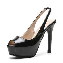 madingi Seksualūs Moteriški Bateliai Vestuviniai Batai 12cm Proginiai Batai Moterims Super Aukštakulniai Batai Leopardiniai Moteriški Stiletai Atvirais Pirštais Platforminiai Sandalai 42 juoda