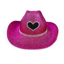 Western Cowboy Hat Glitters Cowgirls Cap Fashion Stage Show Hat  for Men Women rožinė raudona spalva