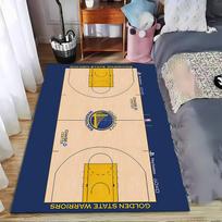 Golden State Warriors Court Rug suitable as a non-slip mat for the living room or bedroom sofa 80x120cm( 31x47in) blue