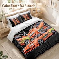 Fast And Furious Bedding Set, 1 Duvet Cover & 2 Pillowcases Soft Comfortable Bedroom Home Textile Decor 135cmx200cm black