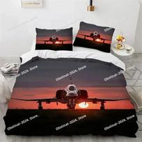 Airplane Duvet Cover King Queen Microfiber Flying Plane Bedding Set Aircraft Sky Print Comforter Cover Kids Boys Girls Bedroom EU Single 135*200cm/53x79in 3pcs black