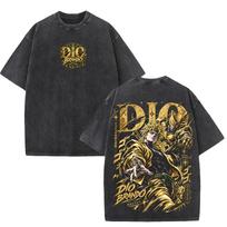 Dio Brando JoJo's Bizarre Adventure T-shirt Men Clothing Manga Vintage Washed Oversized T Shirt Short Sleeve Cotton Tees Tops XL black