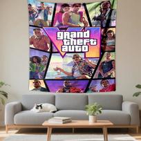 Grand Theft Auto VI Plakato Koliažas Meno Kūrinys Raštuotas gobelenas miegamajam ir svetainei namų dekoravimas sofos 180x230cm(70x90in)