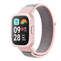 Nailono kilpa apyrankė + dėklas, skirtas Redmi Watch 3/2/1 Lite Smart Watch apyrankės pakaitinis dirželis, skirtas Redmi Watch 1/2/Mi Watch Lite apyrankės dangtelis Redmi watch 1 2 rožinė