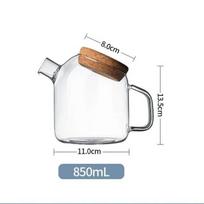Creative Borosilicate Glass Teapot with Cork Lid & Handle | Large Capacity Water & Juice Kettle 850ml white
