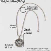 Norse Rune Pendant Necklace Stainless Steel Viking Talisman Elder Futhark Mysterious Jewelry for Men Minimalist Jewelry Gift gray