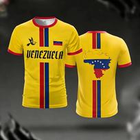 Venezuela Football Jersey Tshirts New Fashion Short Sleeve Venezuelan Flag 3D Print T Shirt Casual Quick Dry Sports Tee Gym Tops L yellow