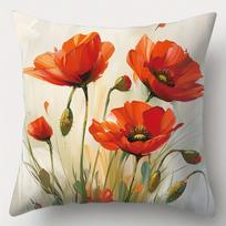 Gėlėtas aguonų rašto pagalvėlė namų dekoravimui Poliesterio užvalkalas, Sofa dekoratyvinis pagalvės užvalkalas, Lovos galvūgalio pagalvė Short plush 55*55(CM)-1Pcs