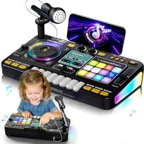 Vaikams DJ mikseris su mikrofonu, elektroniniai pianino klavišai, Bluetooth DJ grotuvas, valdiklis, muzikos instrumentas, vaiko gimtadienio dovana gray