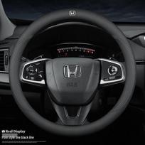 Compatible Honda Steering Wheel Cover for Accord, Civic, CRV, Vezel, XRV, Spirior, Fit, Avancier, Crown, Road, Haoying - Genuine Leather. black