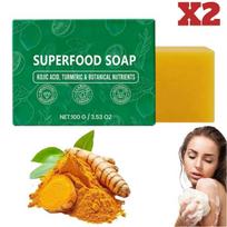 1/2PCS Turmeric Lemon Soap for Dark Spots Removal Skin Brightening Face Body Wash Deep Cleansing Nourishing Hyperpigmentation Ca 2PCS orange
