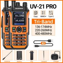 2x Baofeng UV-21 PRO Racija Ilgo nuotolio Belaidis Dažnio Kopijavimo Tipas-C Įkroviklis Triju juostų Galinga Vandeniui atspari Dvipusio ryšio radijo stotelė US