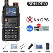 Baofeng 5RH PRO GPS Walkie Talkie 15W Long Range Multi Band Wirless Copy Frequency NOAA Long Range Type-c Portable 2 Way Radio USB Plug