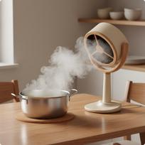 Desktop Range Hood Compact Portable Smoke Extractor Strong Suction Mini Countertop Exhaust Fan for Khaki Rechargeable brown