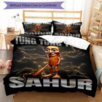 3pcs Italian Brainrot characters6 pattern bedding set duvet cover set includes duvet cover &pillowcases, perfect all season bedroom decoration & gift 135cmx200cm gray