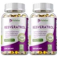 Pslalae Resveratrol Extra Strength 1450mg with Vitamin C Capsules 120 Count - High Potency Polyphenol Antioxidant Support, Non-GMO 120*2
