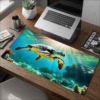 Underwater Sea Turtle Large Mouse Pad NonSlip Rubber Desk Mat Stitched Border For Gaming Notebook Pc Office Desktop Decor 800x400x2mm