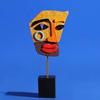 Abstract Face Sculpture Resin Art Modern Home Decor For Coffee Shops And Galleries Yellow Red