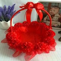 Beautiful Handmade Flower Lace Storage Basket Creative Small Round Shapes Flower Basket Hand-Woven raudona