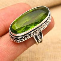 Peridot Gemstone 925 Solid Sterling Silver Pendent For Anniversary Gift Beautiful Ring 5 žalia