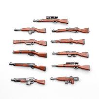 Antrojo pasaulinio karo karinis statybinis blokas kareivio figūrėlė ginklas žaislinis snaiperis automatas AK karabinas šautuvo priedai armijos plytos modelis B081 gray