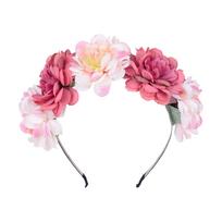 Elegantiškas gėlių lankelis moterims Dirbtinis imituojamas gėlių plaukų lankelis Saldus rožinis plaukų lankelis Mergaičių fotografijos aksesuarai 1 vnt. pink
