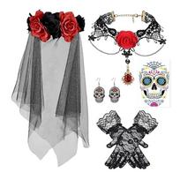 Halloween Gloves Headware Combo Soft Durable Costume Party 1 gray