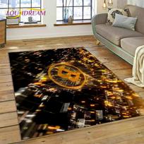 Bitcoin 3D virtualios valiutos NFT plotas kilimas miegamojo svetainės namų sofos dekoravimui, vaikų žaidimų didelis dekoras grindų kilimėlis 40x60cm( 15x23in ) brown