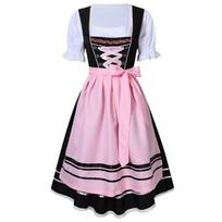 Exquisite Oktoberfest Ladies Beer Maid Wench Dirndl Dress With Impressive A-line Silhouette 2XL pink