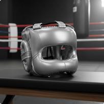 Face Boxing galvos apsauga su nosies apsauga, smūgių sugėrimu, suaugusiems, vaikams, varžyboms, Silver S