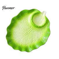 Modern Kitchen Tableware Ceramic Dumpling Plate with Integrated Dipping Saucer, Cabbage Shaped Gift for Housewarming Creative Serving Dish, Decorative 1pc beige