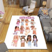 Roblox Pink Flannel Printed Carpet, Home Sofa Decoration for Living Room & Bedroom, Non‑Slip Play Flannel Floor Mat for Game Room 60x90cm( 23x35in )