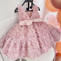 Baby Girl Birthday Princess Dress High Waist Party Gown 80cm gray