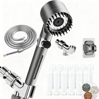 2026 naujas joninis filtruojamas dušo galvutė su rankena - Aukšto slėgio 3 purškimo režimai, 12 keičiamų vandens minkštinimo filtrų Shower set black