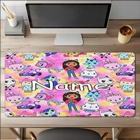 Custom Name Gabbys Dollhouse Theme Mouse Pad Non Slip Rubber Base Multifunctional Office Home Decor Perfect For Workspace Personalization 30cmx60cm gray